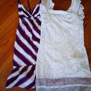 Vintage American Eagle Purple and White Striped Dress and Lace Dress